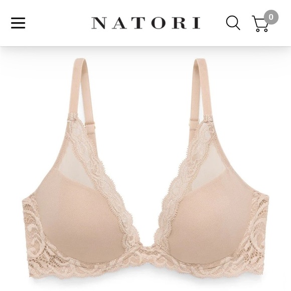 Natori | Feathers Plunge T-Shirt Bra | Cafe | 30DDD - Picture 1 of 11
